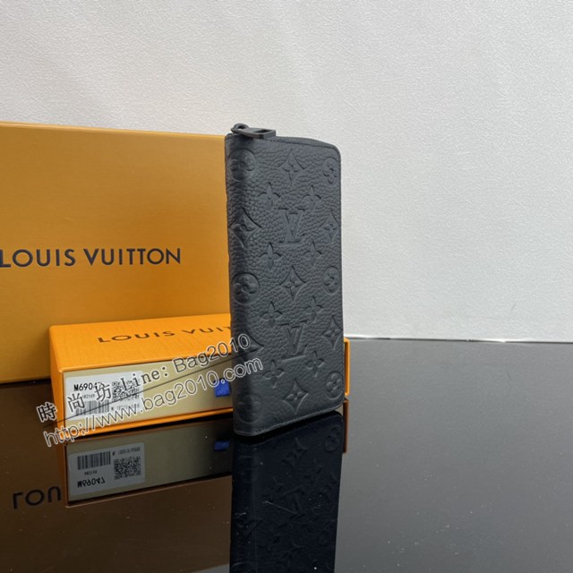 Lv路易威登2023專櫃新款Zippy Vertical錢夾 LV黑色壓花皮拉鏈長錢包 M69047 ydh5131